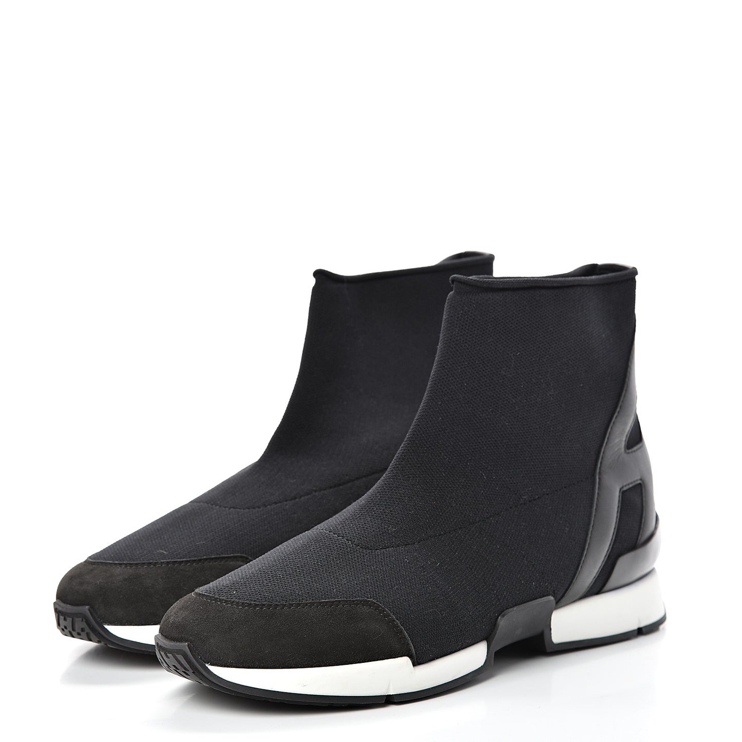 Mesh Calfskin Suede Soft Sneakers 37 Black