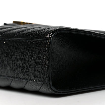 Saint Laurent Grain De Poudre Matelasse Chevron Large Monogram Satchel Black 9 of 9