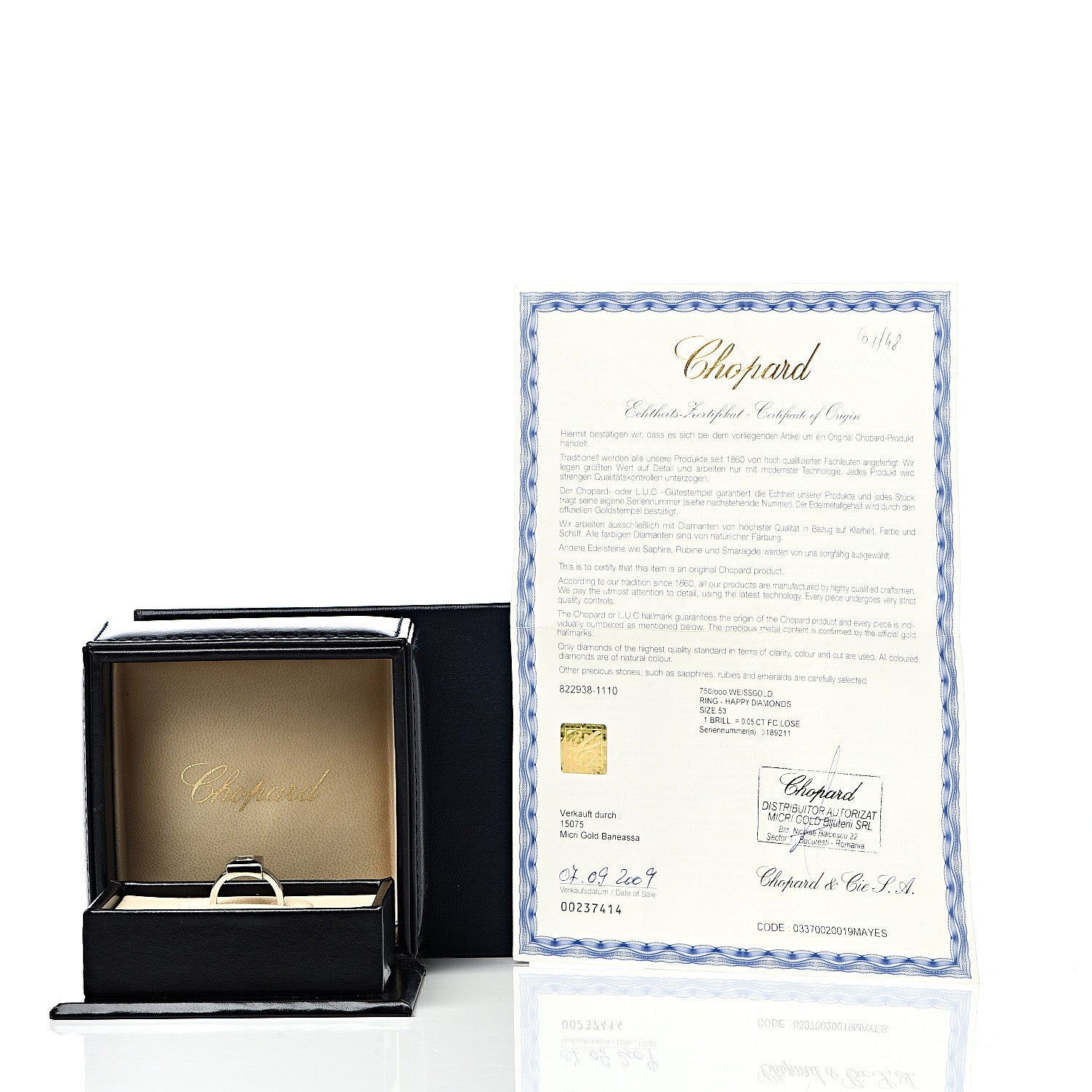 Chopard 18K White Gold Diamond Happy Diamond Square Ring 53 6.5 8 of 8