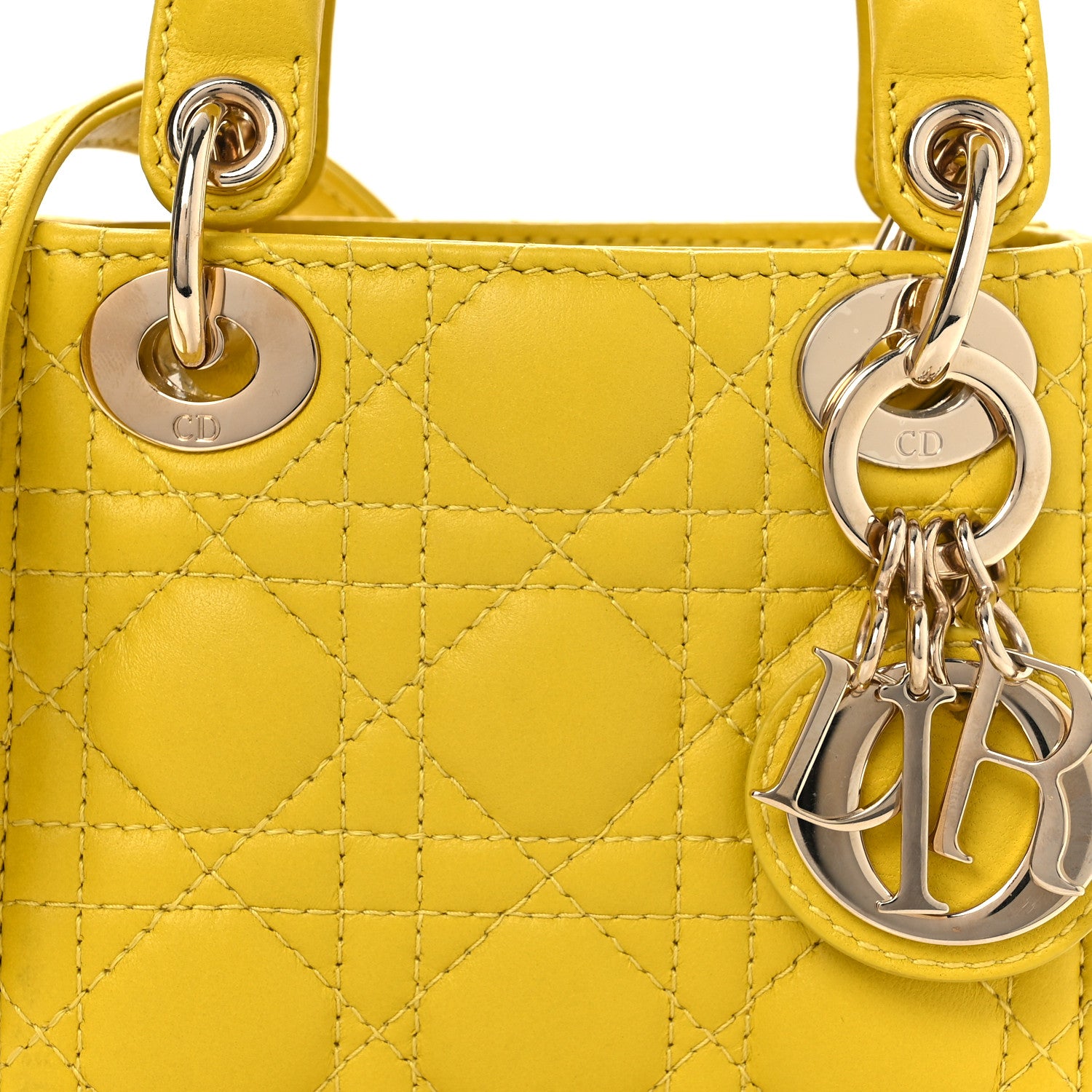 Christian Dior Lambskin Cannage Micro Lady Dior Yellow 1822968