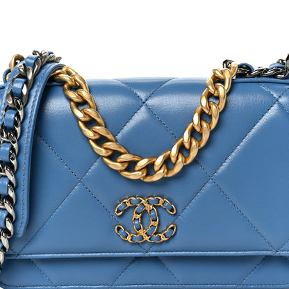 Chanel Lambskin Quilted Chanel 19 Wallet On Chain WOC Blue 9 of 12