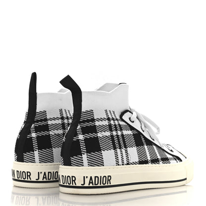 Christian Dior Technical Knit Check'N'Dior Walk'N'Dior High Top Sneakers 40 White Black 5 of 9