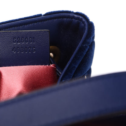 Gucci Velvet Matelasse GG Marmont Bucket Bag Cobalt Blue 9 of 10