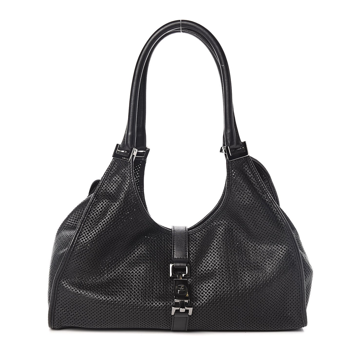 Perforated Calfskin Jackie O Hobo Black