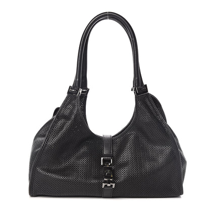 Gucci Perforated Calfskin Jackie O Hobo Black 3 of 13