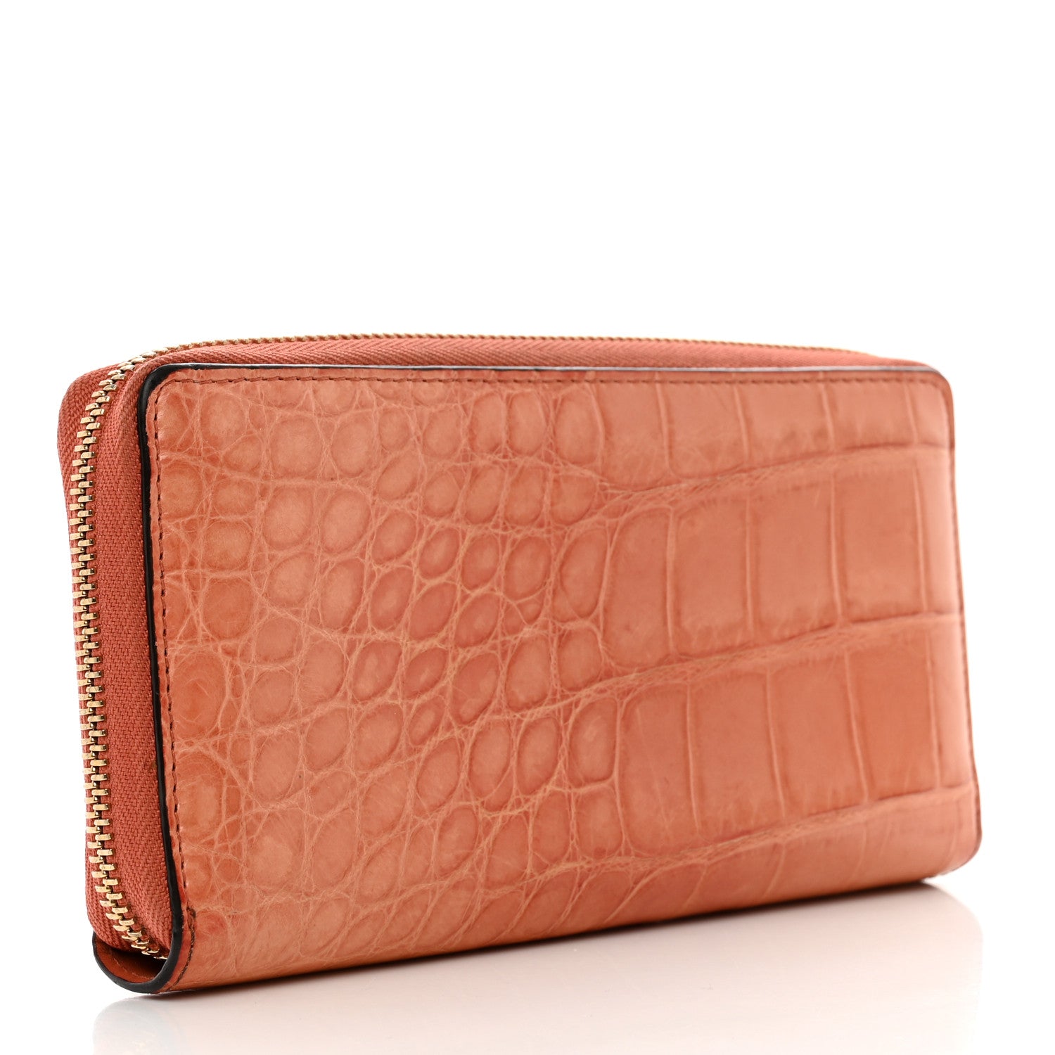 Gucci Crocodile Soho Zip Around Wallet Orange 3 of 8