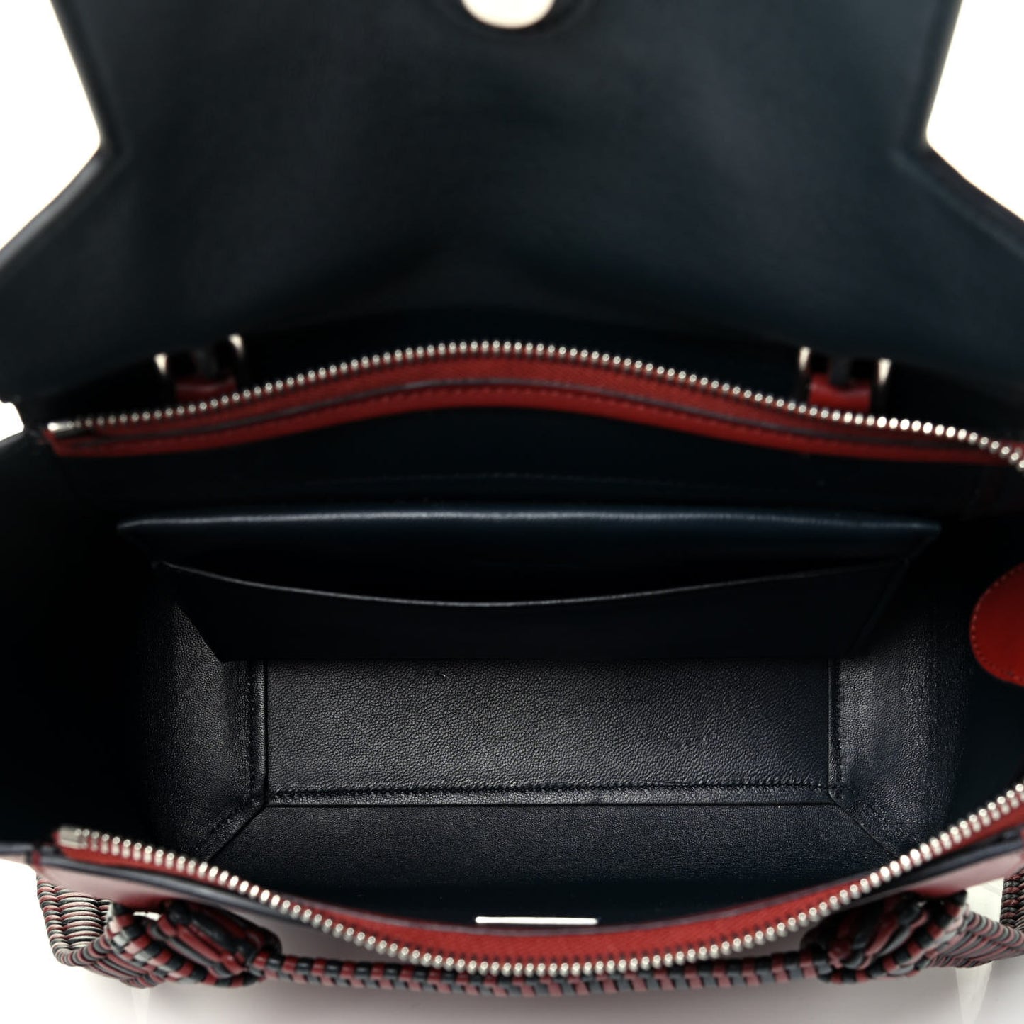 Smooth Calfskin Micro Bi-Color Braided Belt Bag Red Wood