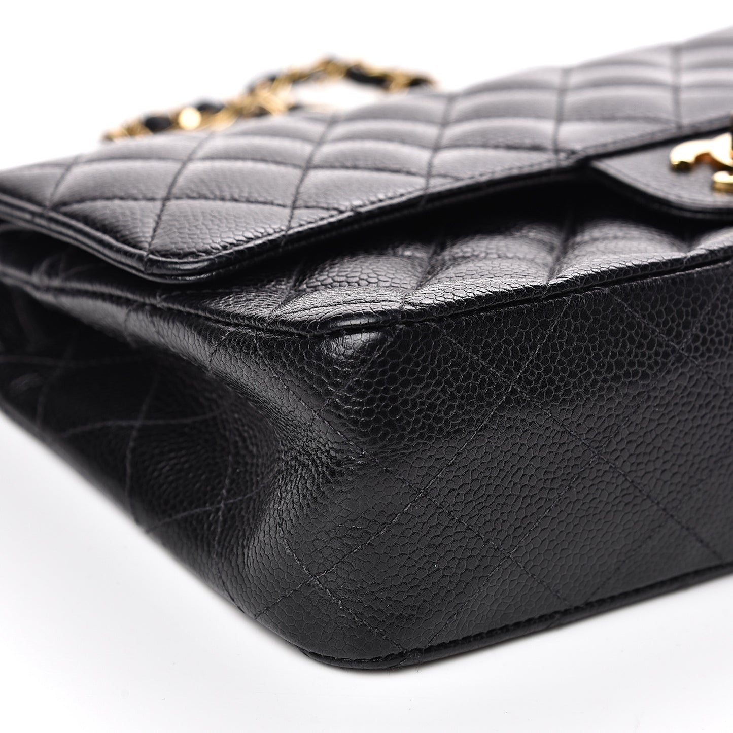 Caviar Quilted Medium Double Flap Black
