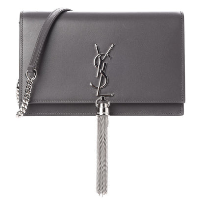 Saint Laurent Smooth Calfskin Classic Monogram Kate Tassel Chain Wallet Grey 1 of 6