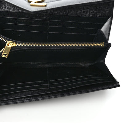 Saint Laurent Grain De Poudre Matelasse Chevron Monogram Flap Wallet Black 5 of 6