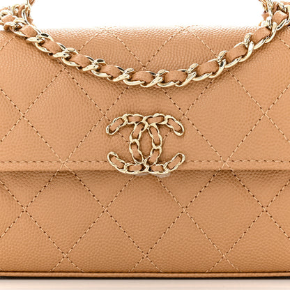 Chanel Caviar Quilted Chain Match Top Handle Phone Holder With Chain Beige 8 of 11