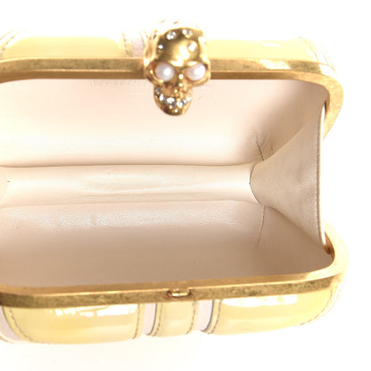 Alexander McQueen Patent Calfskin Britannia Skull Box Clutch White 5 of 7