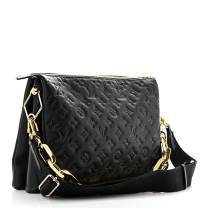 Louis Vuitton Lambskin Embossed Monogram Coussin MM Black 3 of 12