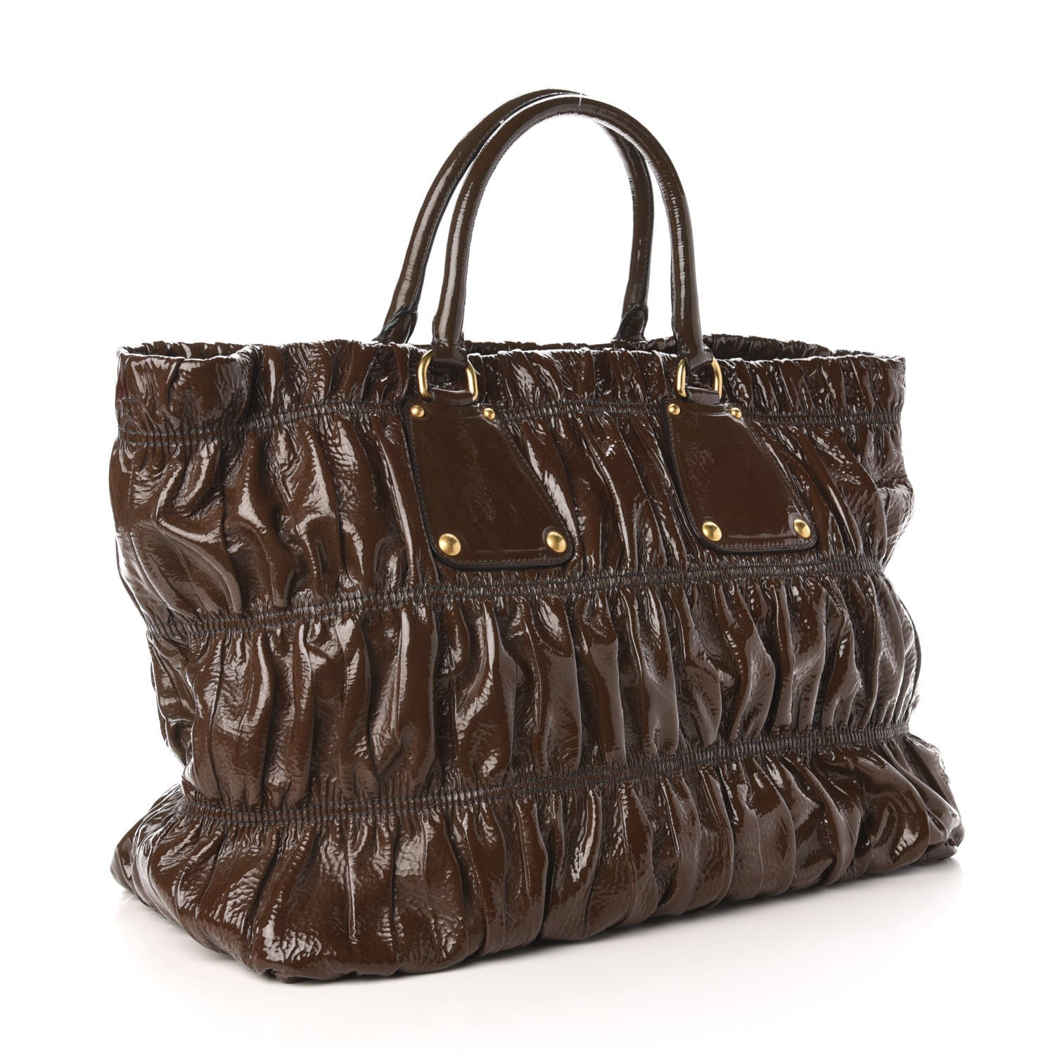 Prada Vernice Gaufre Tote Brown 3 of 10