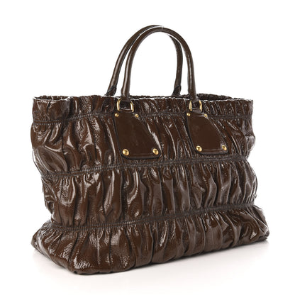 Prada Vernice Gaufre Tote Brown 3 of 10
