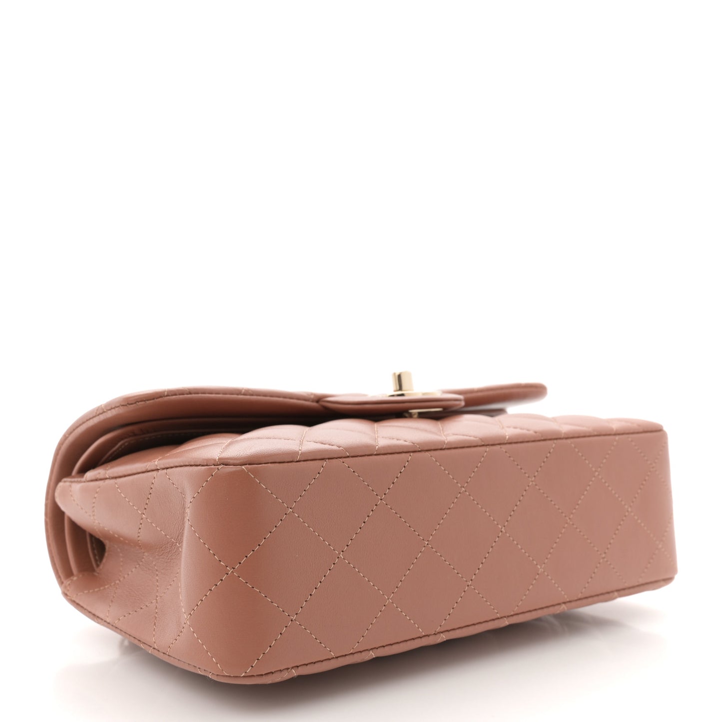Lambskin Quilted Small Double Flap Brown