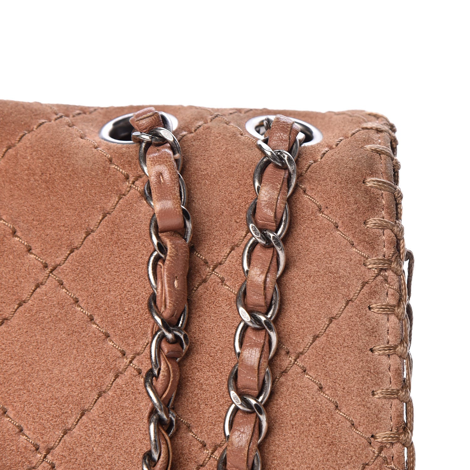 Chanel Suede Calfskin Stitch Flap Light Brown 17 of 25