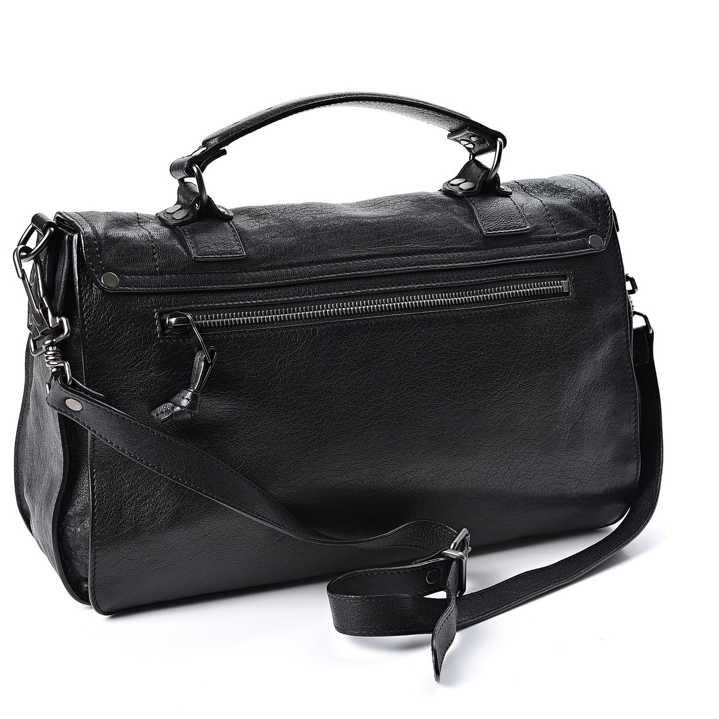 Lambskin Fringe Medium PS1 Satchel Black