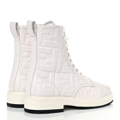 Fendi Nappa FF Embossed Womens Biker Boots 35 Snow 4 of 11