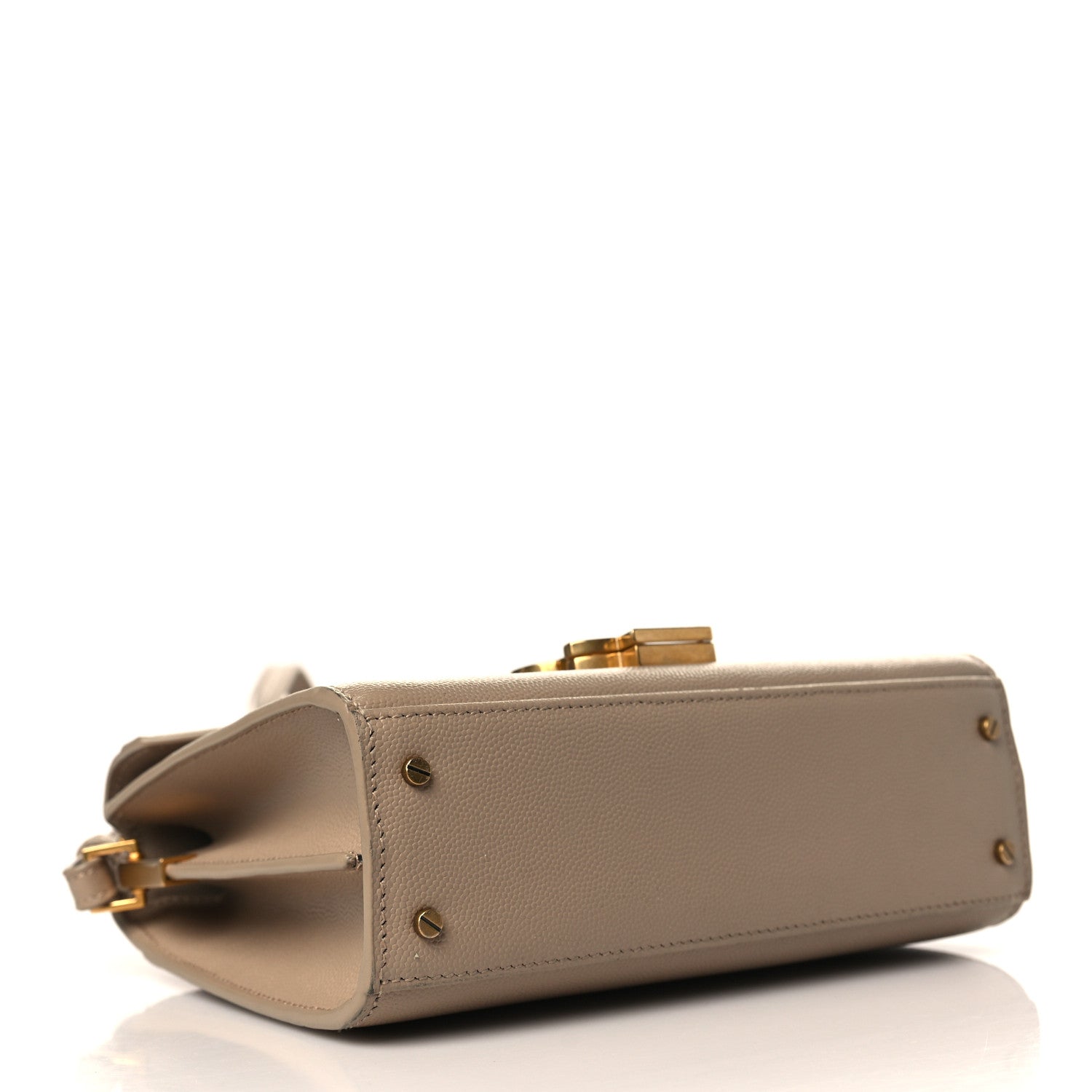 Saint Laurent Grain de Poudre Mini Classic Monogram Cassandra Top Handle Beige 4 of 9