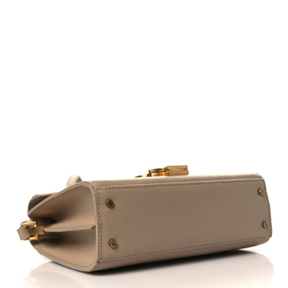 Saint Laurent Grain de Poudre Mini Classic Monogram Cassandra Top Handle Beige 4 of 9