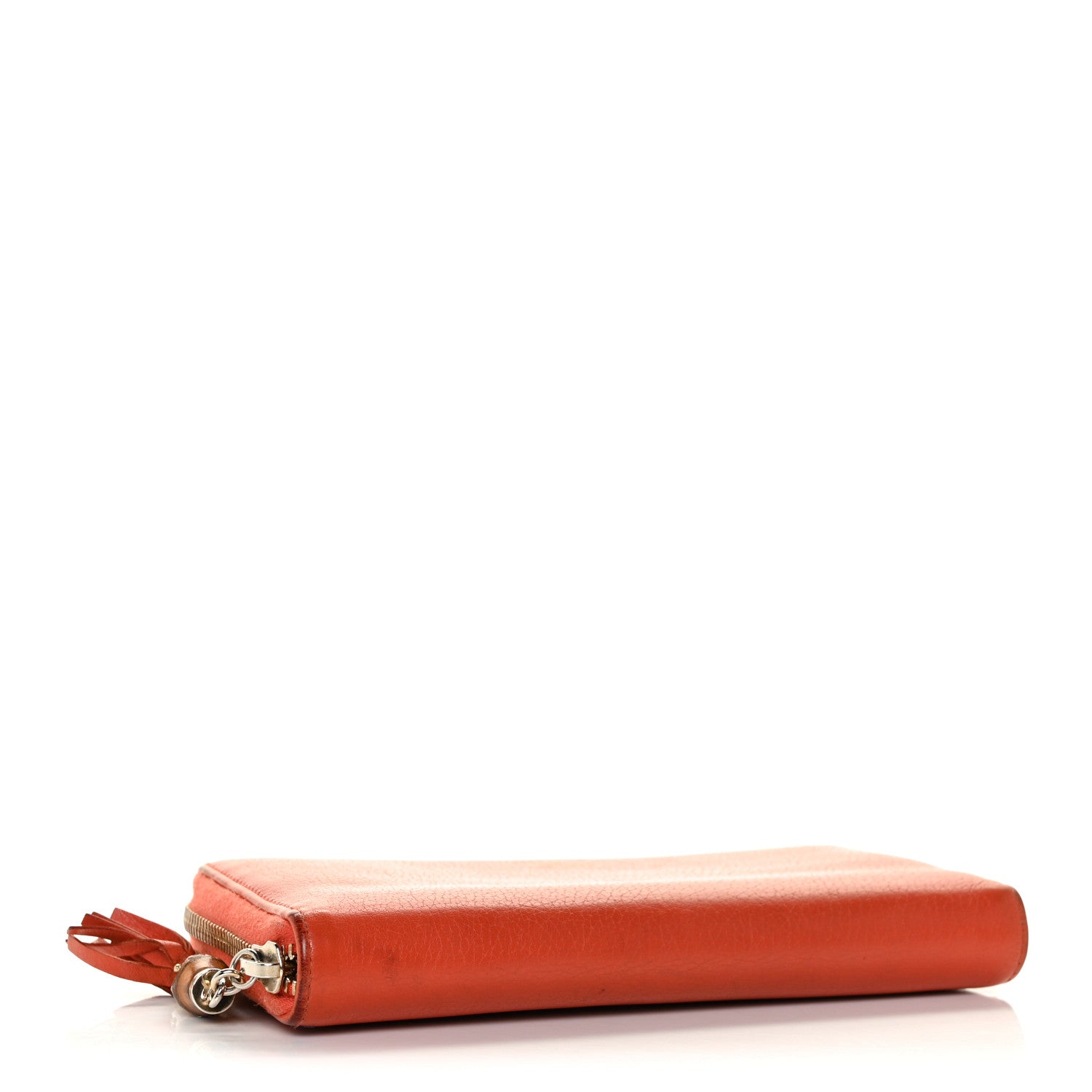 Gucci Pebbled Calfskin Bamboo Tassel Zip Around Wallet Orange 4 of 11