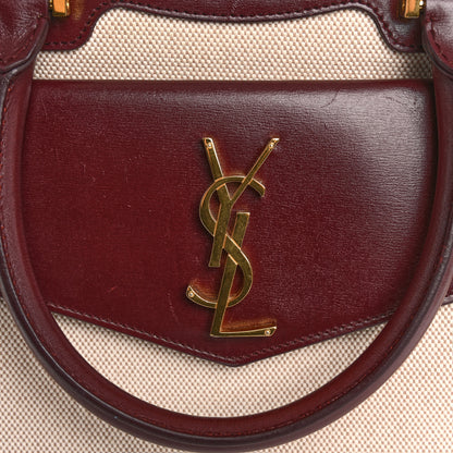 Saint Laurent Canvas Calfskin Medium Uptown Tote Dark Beige 16 of 18