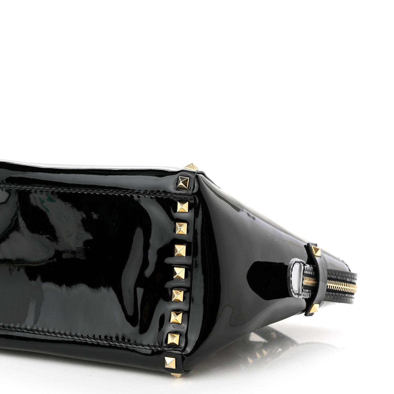 Valentino Garavani Patent Small Rockstud Double Handle Tote Black 9 of 11
