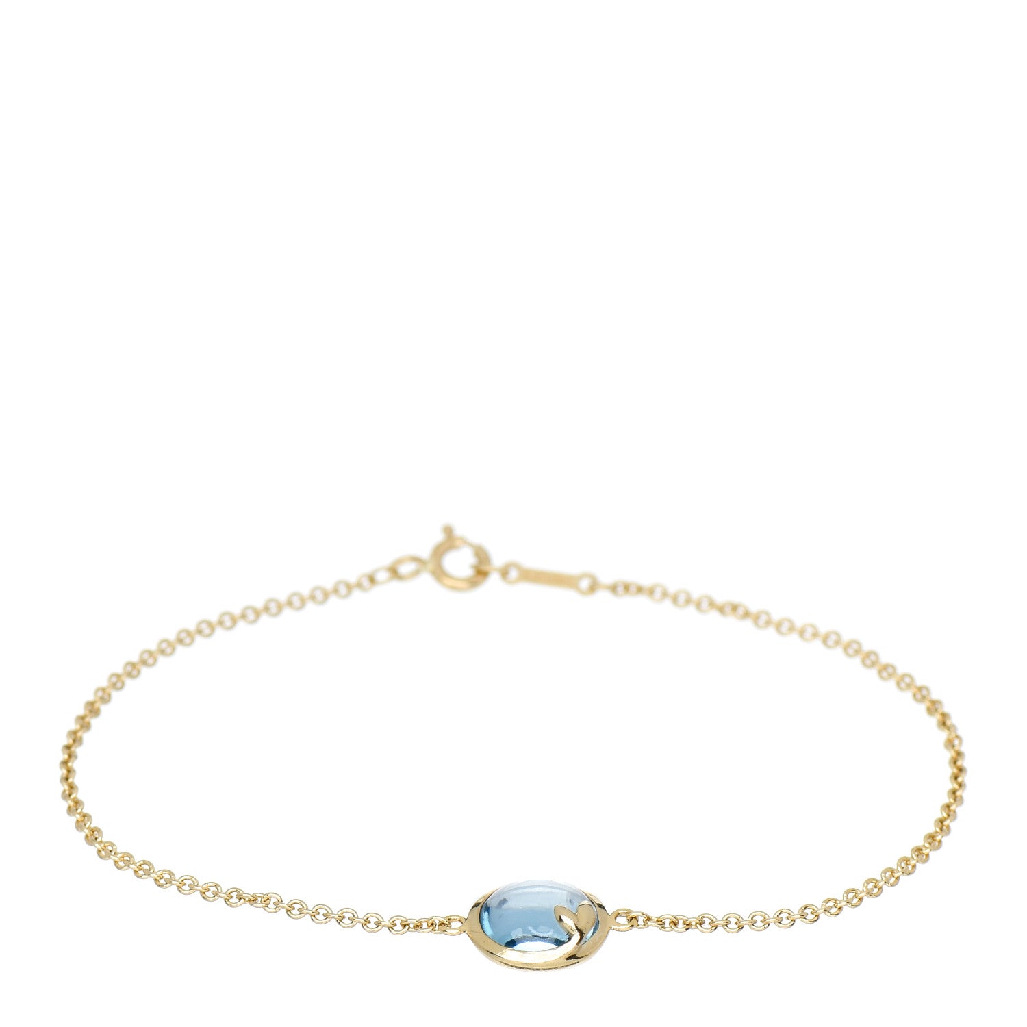 Tiffany 18K Yellow Gold Blue Topaz Paloma Picasso Olive Leaf Bracelet 1 of 3