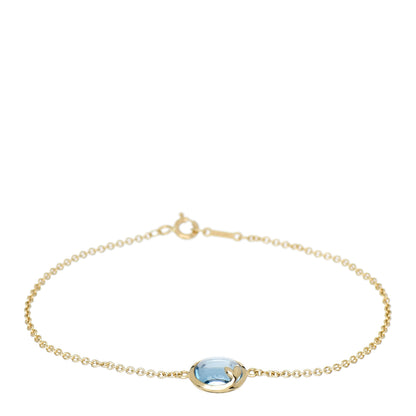 Tiffany 18K Yellow Gold Blue Topaz Paloma Picasso Olive Leaf Bracelet 1 of 3