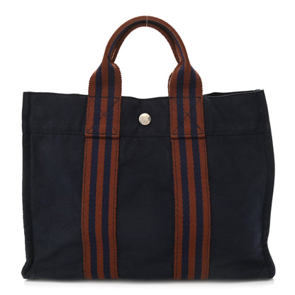 Hermes Canvas Tout Fourre PM Navy Brown 1 of 10