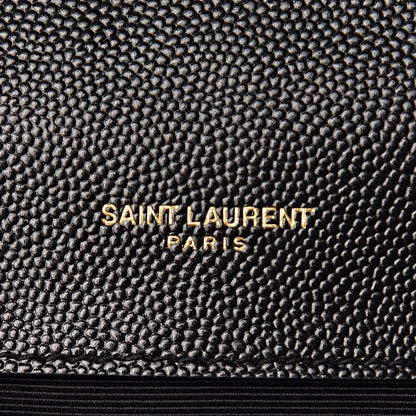 Saint Laurent Grain De Poudre Textured Mixed Matelasse Triquilt Medium Monogram Satchel Black 9 of 11