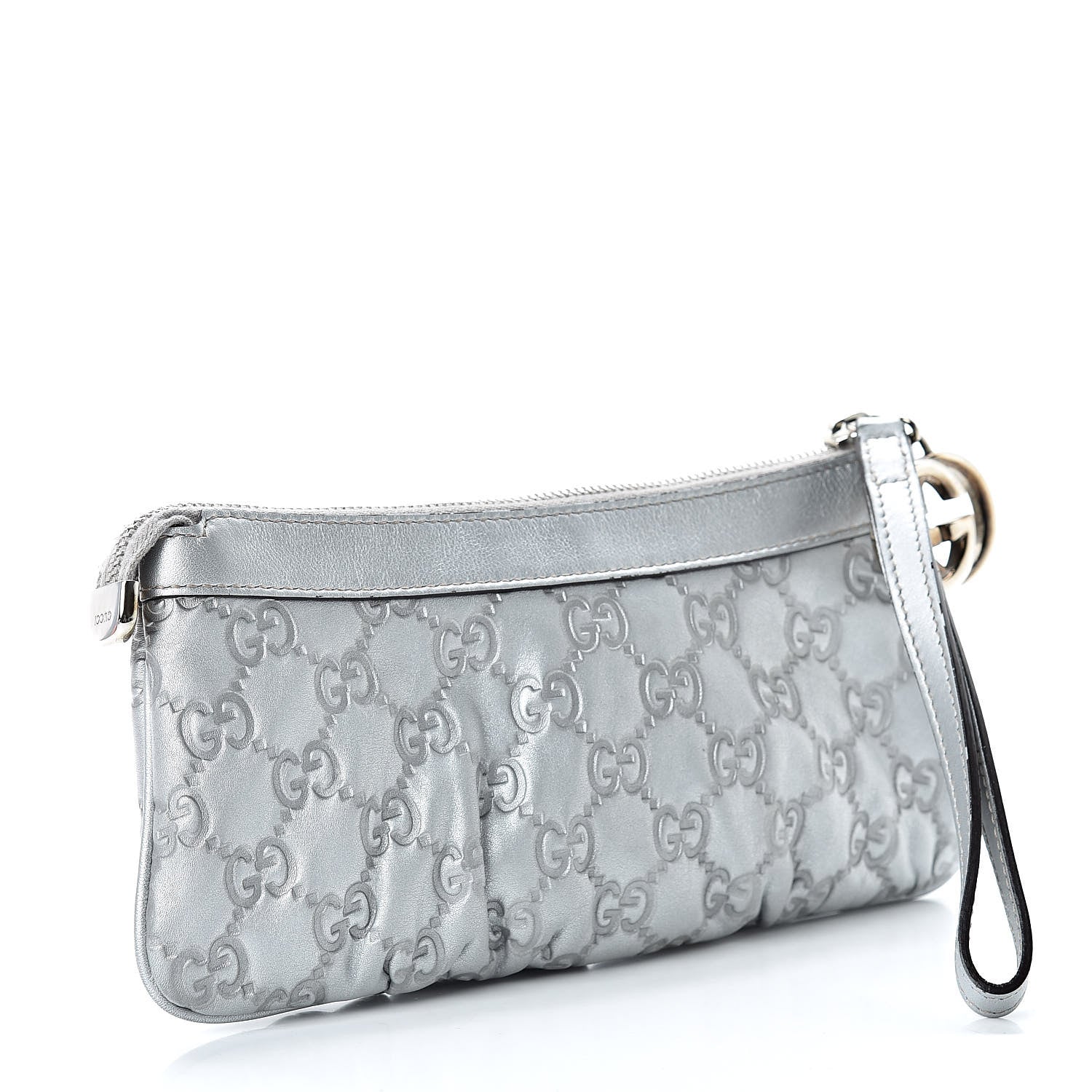 Gucci Guccissima New Britt Wristlet Silver 3 of 10