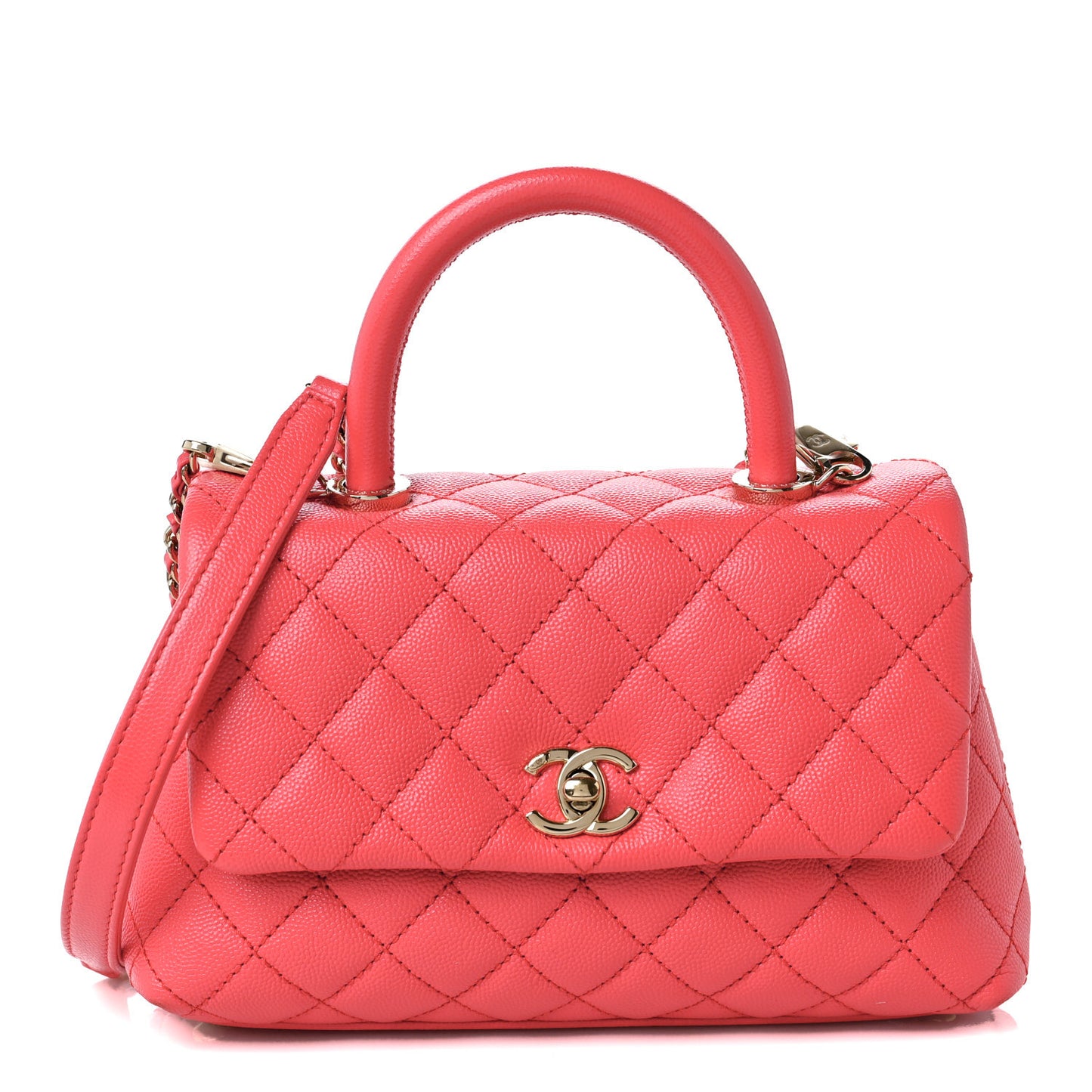 Caviar Quilted Mini Coco Handle Flap Pink