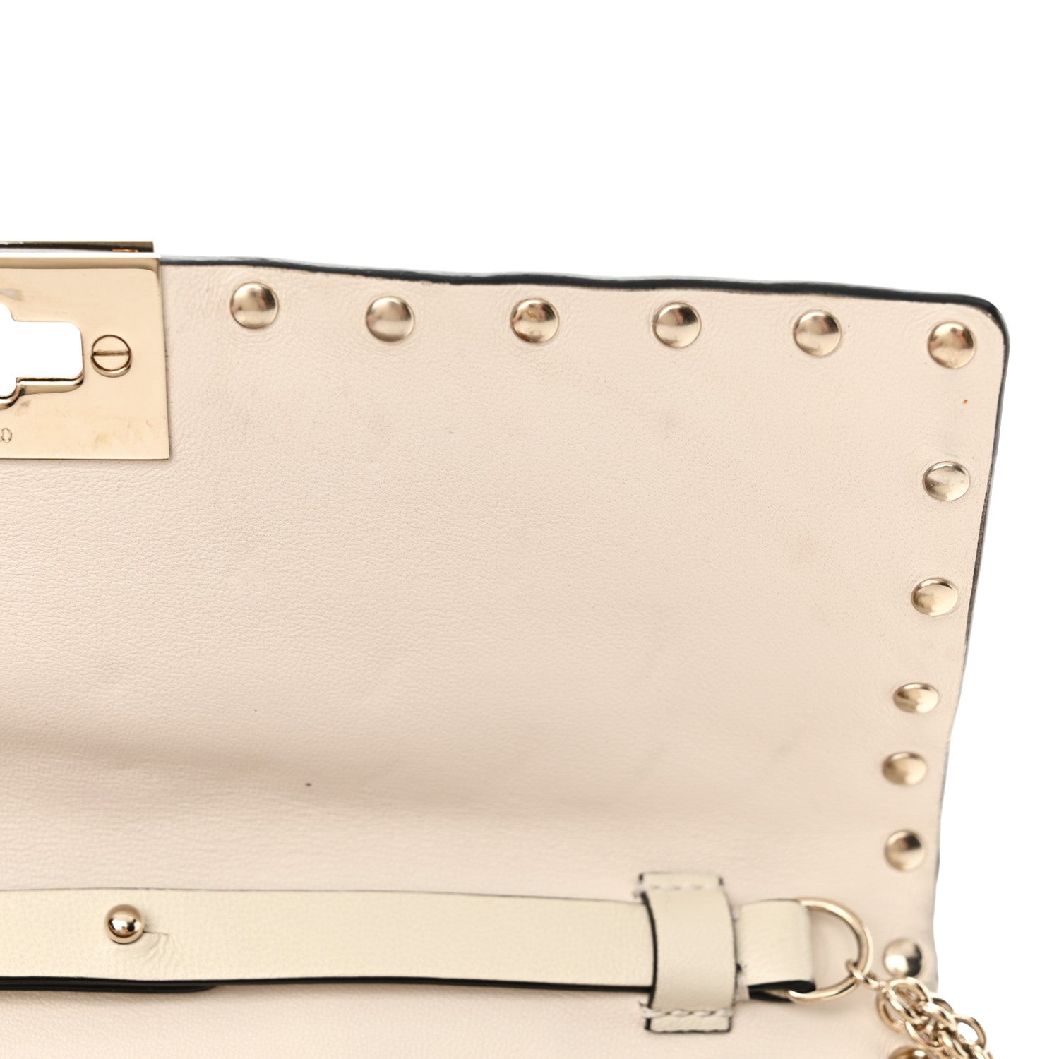 Valentino Garavani Nappa Rockstud Spike Wallet on Chain Light Ivory 12 of 16