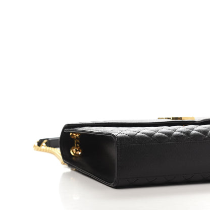 Saint Laurent Grain De Poudre Textured Mixed Matelasse Large Triquilt Monogram Satchel Black 6 of 10