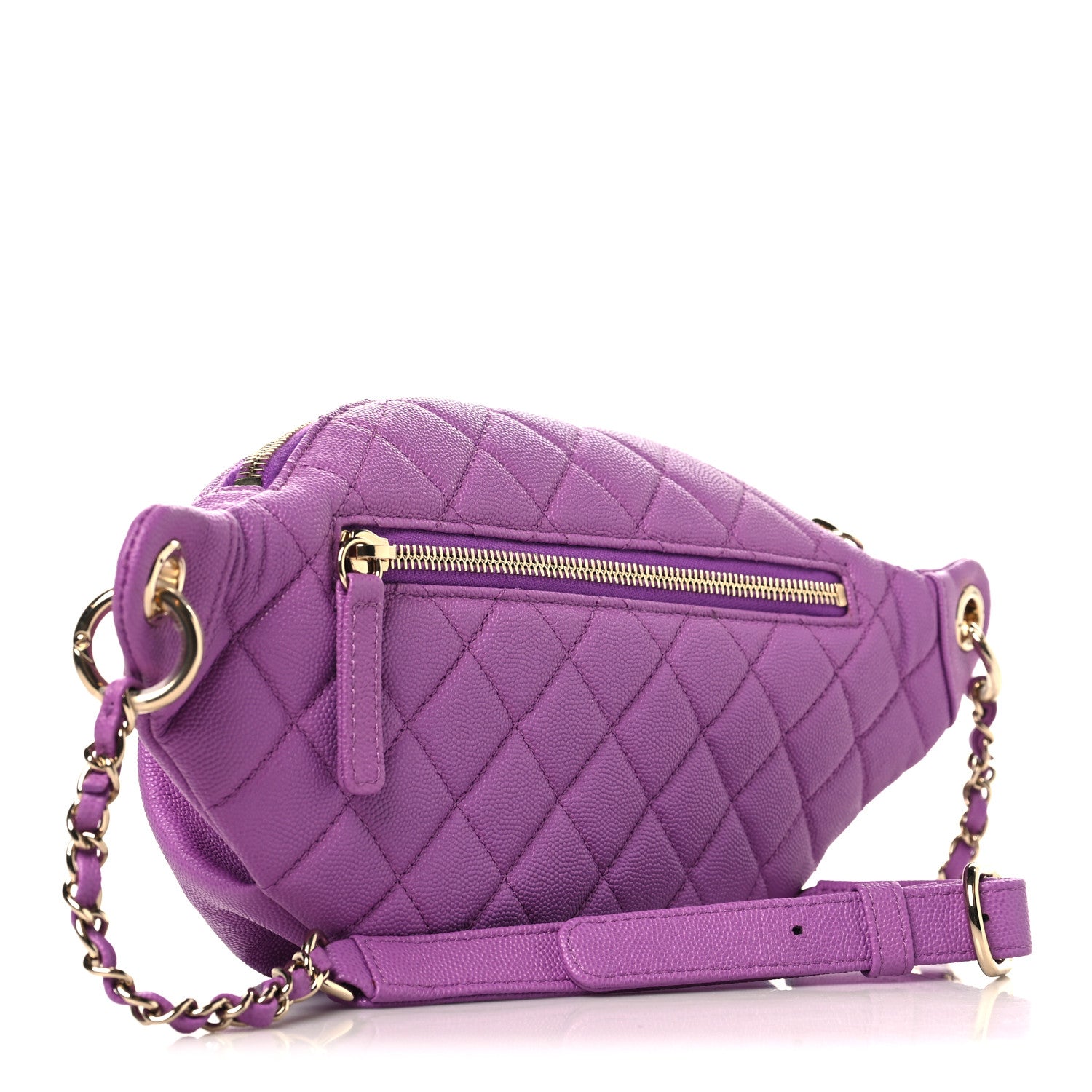 Chanel Caviar Quilted Filigree Waist Bag Purple 2 of 9