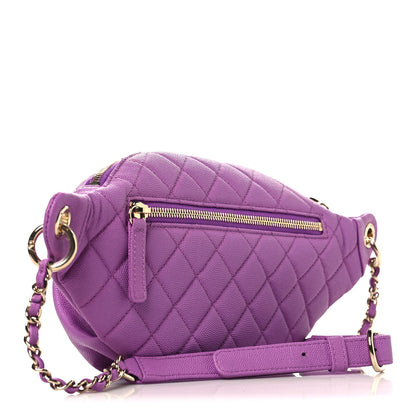Chanel Caviar Quilted Filigree Waist Bag Purple 2 of 9