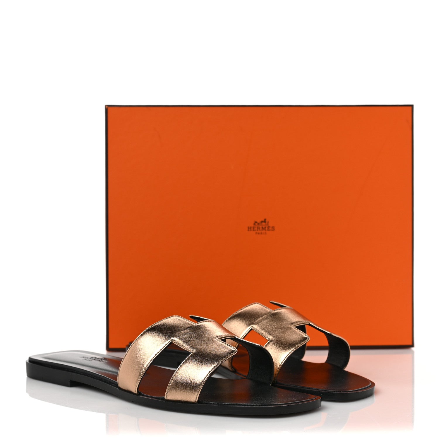 Hermes Metallic Nappa Oran Sandals 40 Vert Bronze 10 of 10