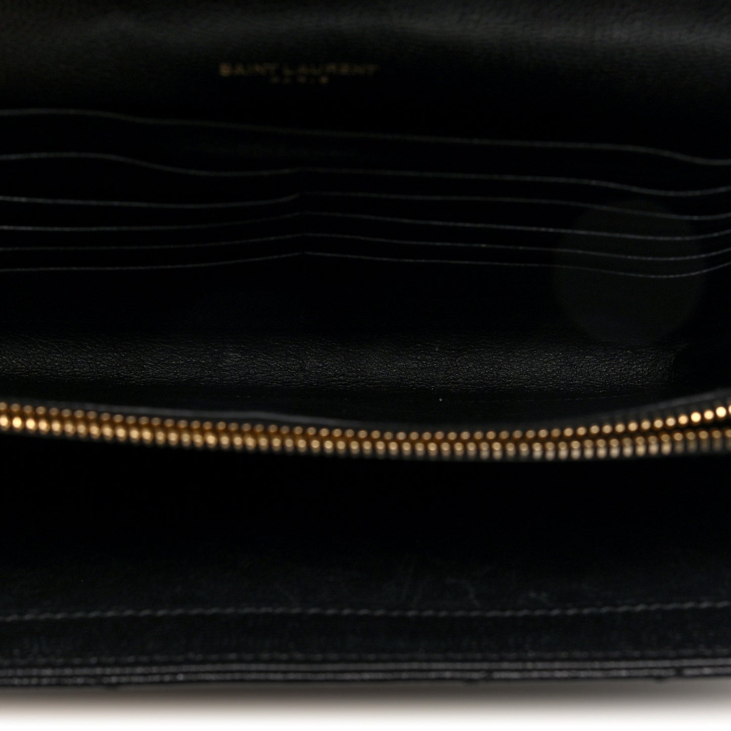 Grain De Poudre Matelasse Chevron Monogram Chain Wallet Black