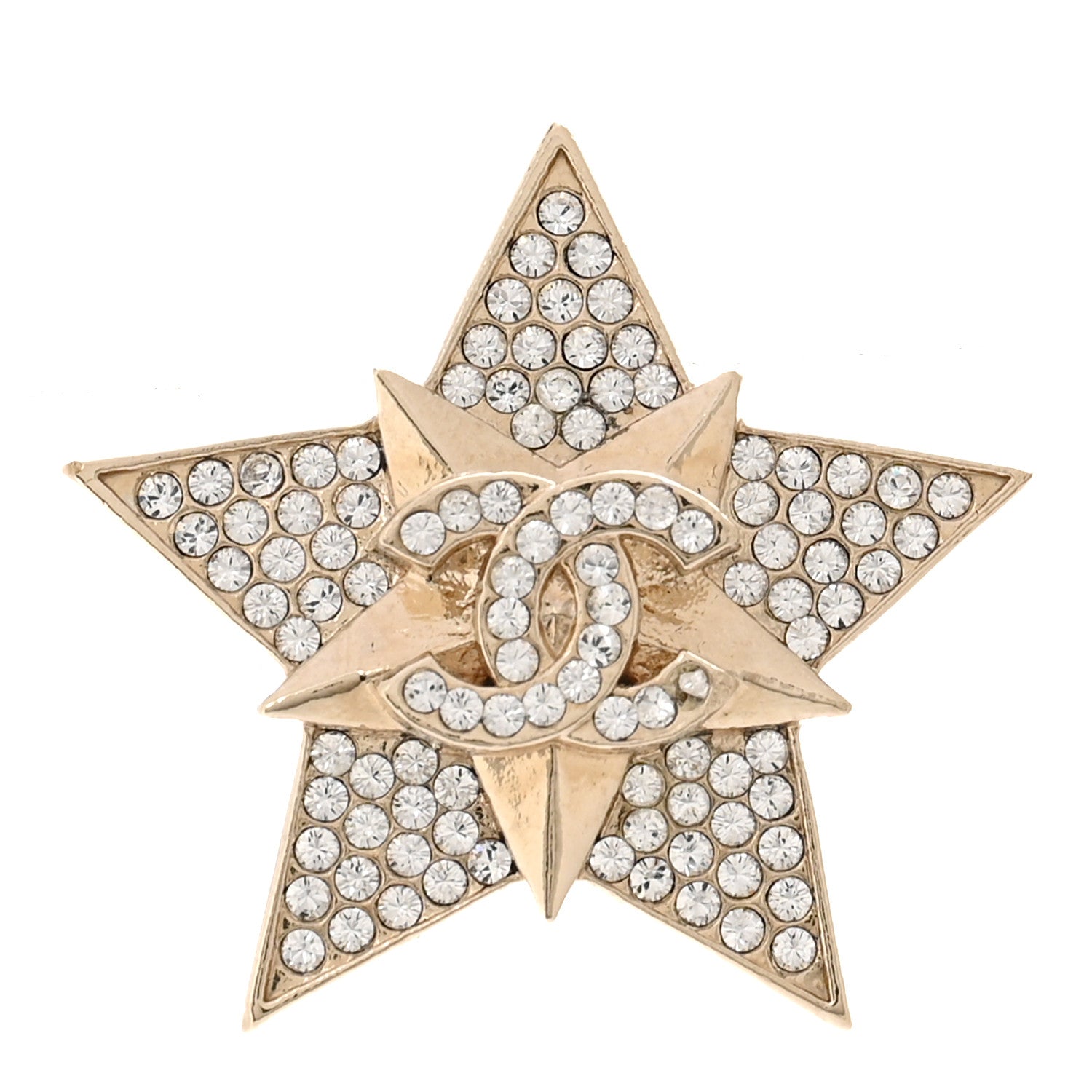 Chanel Crystal CC Star Brooch Gold 1759760 – FASHIONPHILE