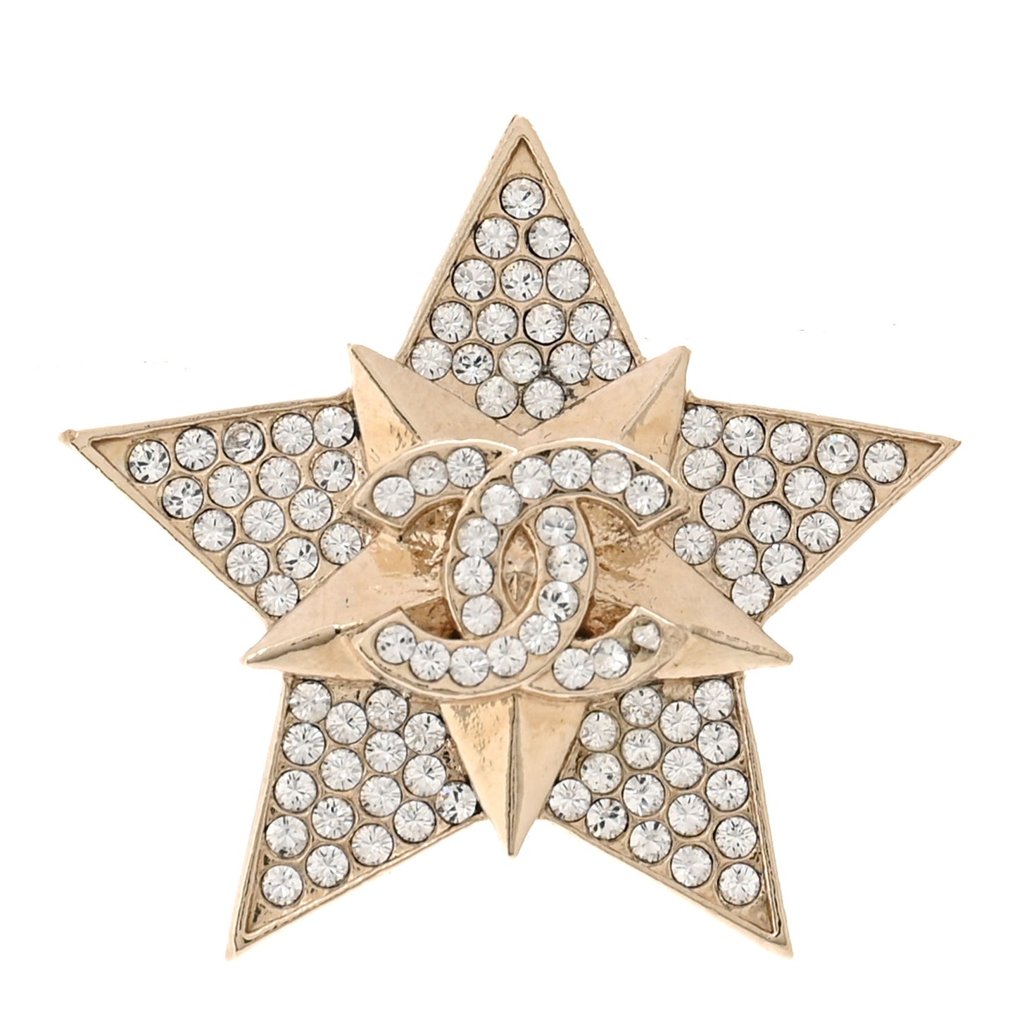 Crystal CC Star Brooch Gold