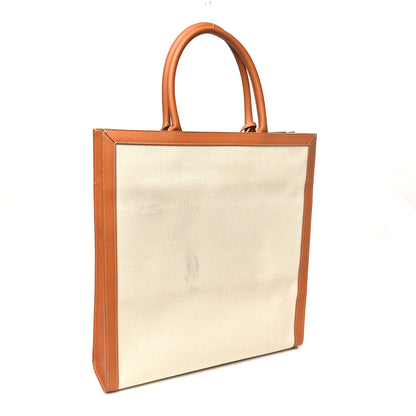 Celine Canvas Calfskin Logo Print Vertical Cabas Natural Tan 3 of 12
