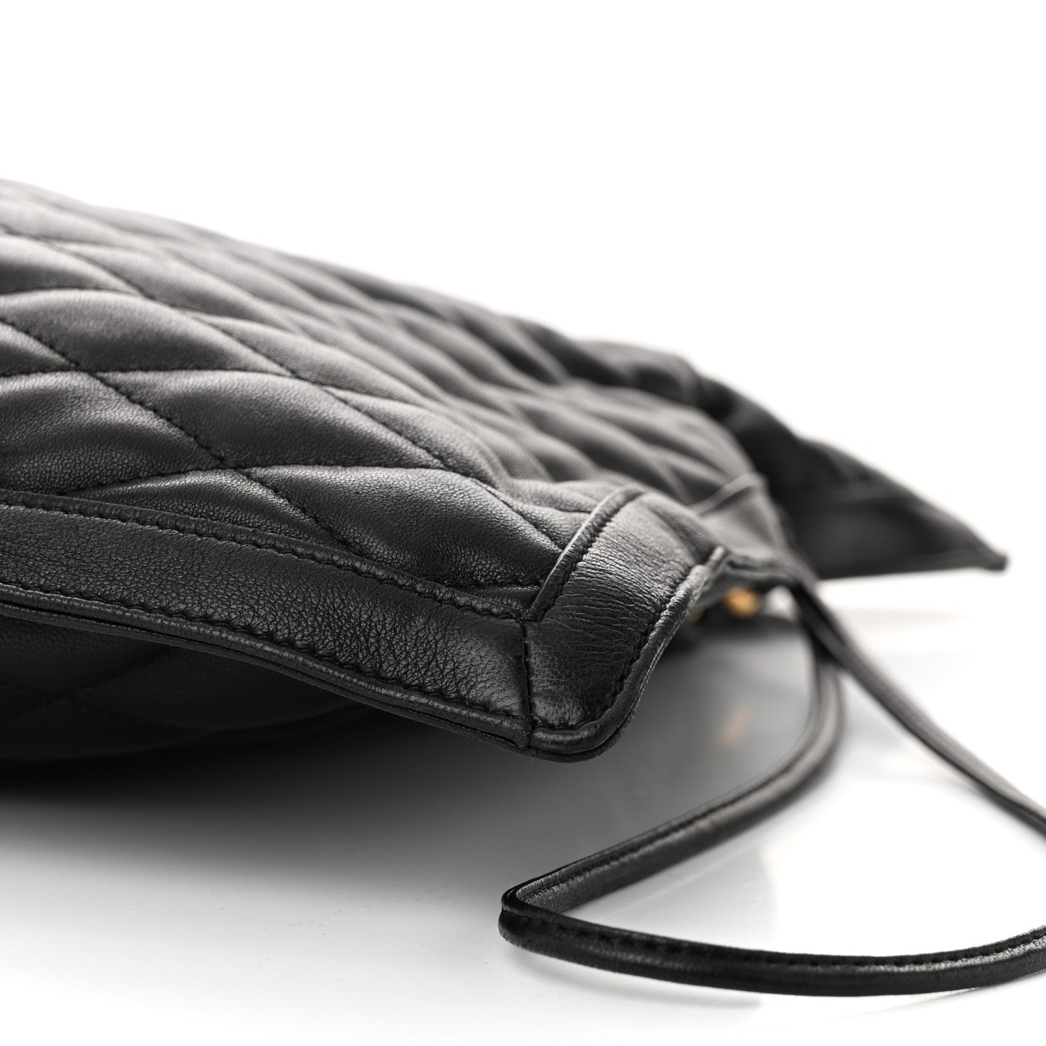 Saint Laurent Lambskin Quilted Pochon Drawstring Tote Bag Black 10 of 11