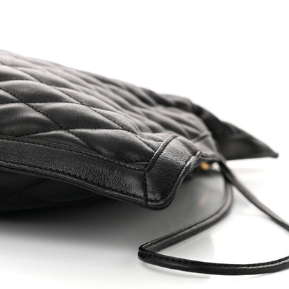 Saint Laurent Lambskin Quilted Pochon Drawstring Tote Bag Black 10 of 11