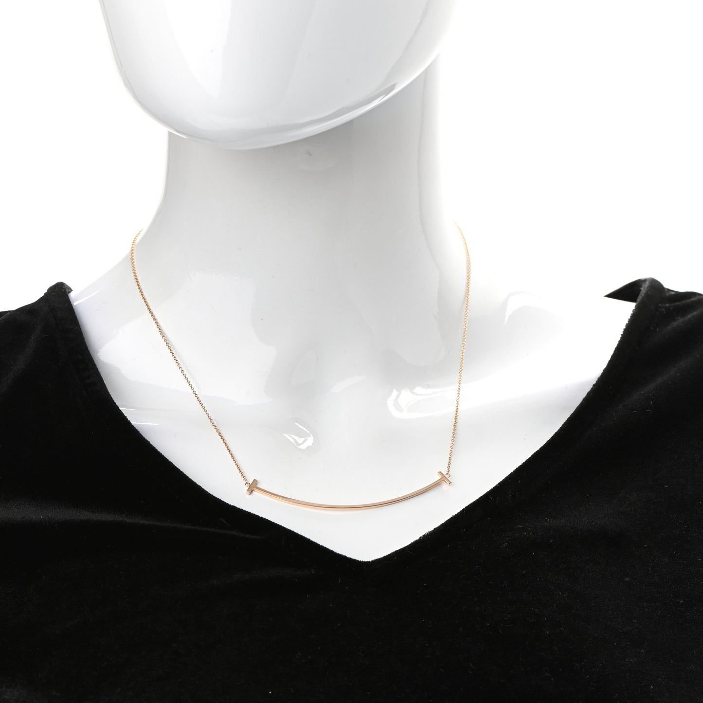 18K Rose Gold Large T Smile Pendant Necklace