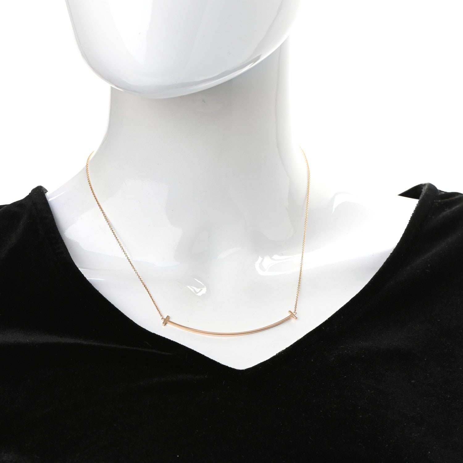 Tiffany 18K Rose Gold Large T Smile Pendant Necklace 2 of 6