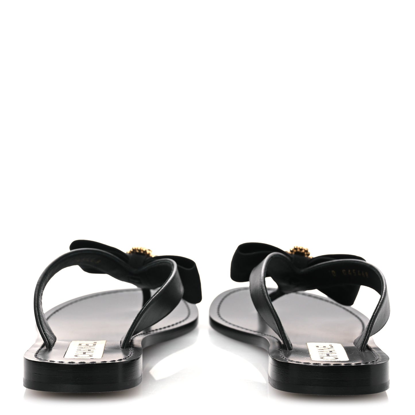 Lambskin Grosgrain Bow Pearl Thong Sandals 39 Black