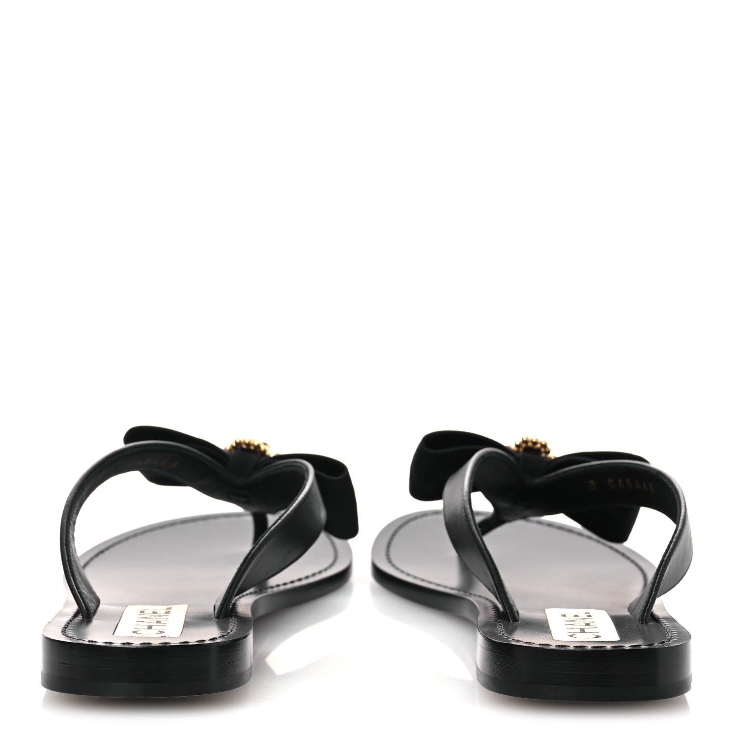 Chanel Lambskin Grosgrain Bow Pearl Thong Sandals 39 Black 12 of 24