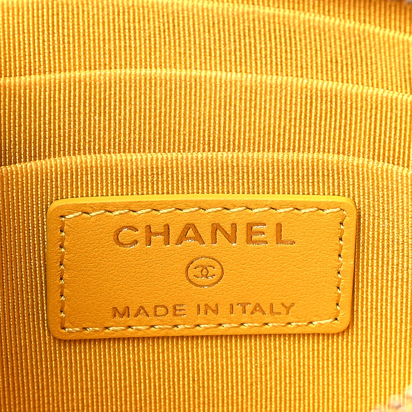 Caviar Quilted Classic Zip Pouch Yellow